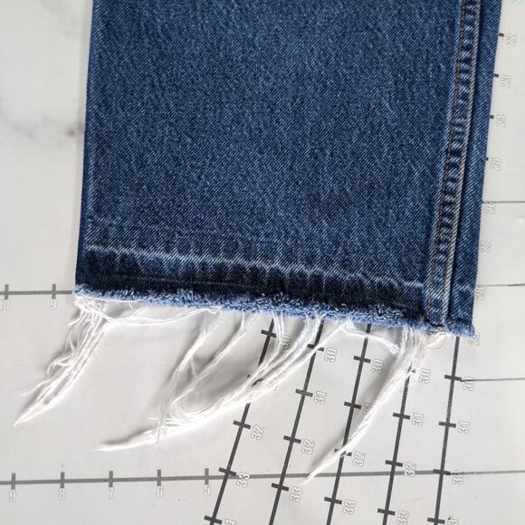 Vintage Levi's Baggy Crop Jeans Mens 40 Blue Raw Hem Loose Relaxed 90s - Picture 9 of 9